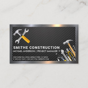  Hammer Wrench Logo   Metal   Carbon Fiber Business Card
