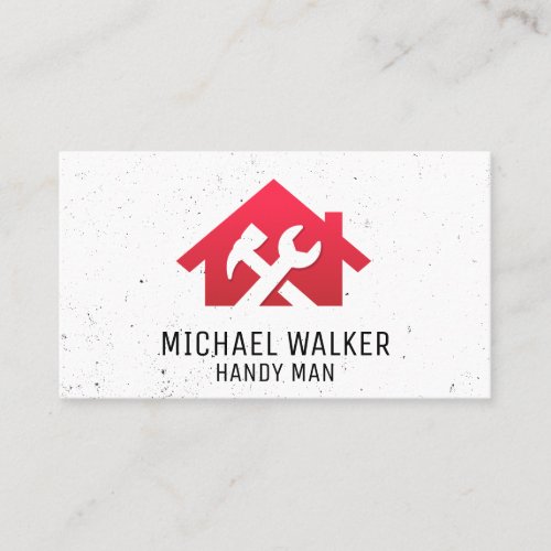 Hammer Wrench Red House  Carpentry Fixing Business Card