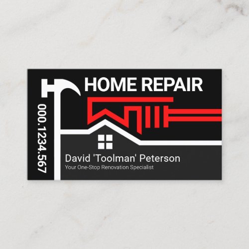 Hammer Wrench Rooftop Building Border Business Card