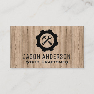 Hammer Wrench Tool Logo Blue Collar Business Card