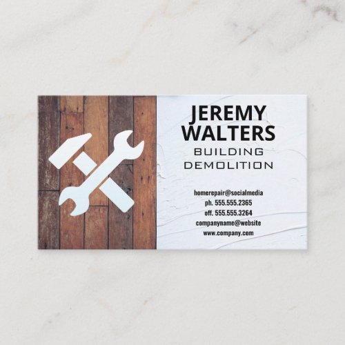 Hammer Wrench Tools  Carpentry Construction Business Card