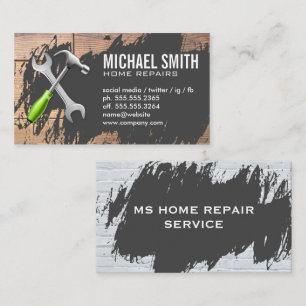 Hammer   Wrench   Wood and Brick Business Card