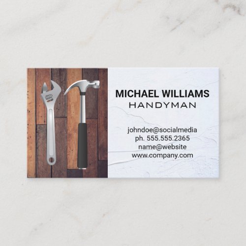 Hammer Wrench  Wooden Boards Business Card