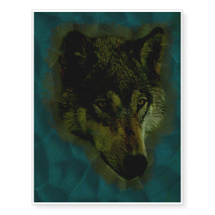 Hammered Blue Metal Wolf Temporary Tattoos