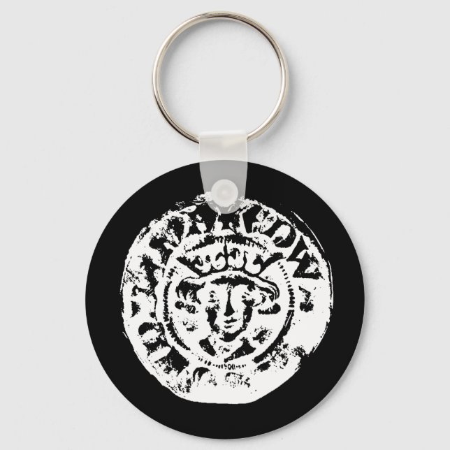 Hammered coin keyring, metal detecting gift keychain (Front)