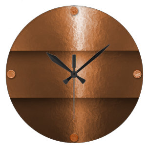 Copper Wall Clocks Zazzle Hammered Copper Layering Large Clock