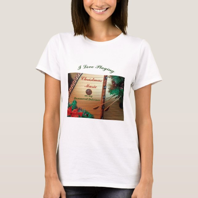 Hammered Dulcimer Christmas T Shirt (Front)