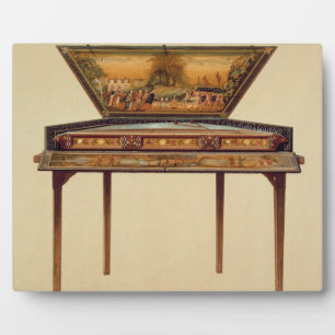 Hammered dulcimer in a painted soundbox, 18th cent plaque
