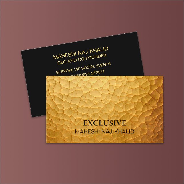 Hammered Gold Black Stylish Exclusive Business Card (Creator Uploaded)