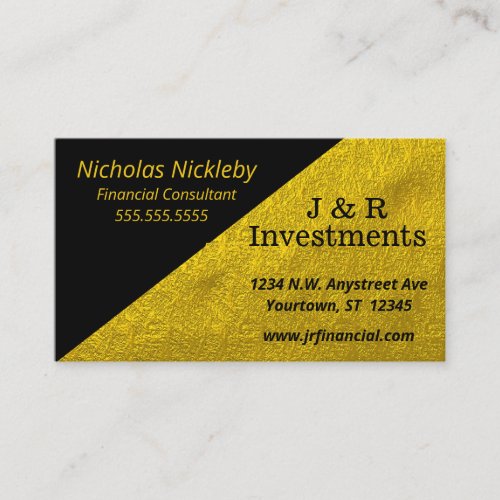 Hammered Gold Black Triangle Investment Finance Business Card