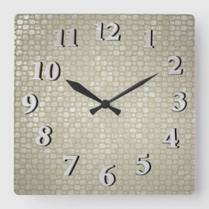 Hammered Silver Square Wall Clock