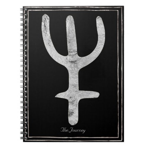 Hammered silver stylized planet Neptune symbol  Notebook