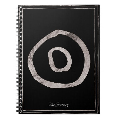 Hammered silver stylized planet Sun symbol   Notebook