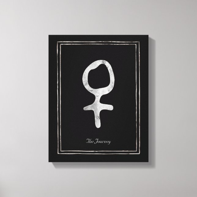 Hammered silver stylized planet Venus symbol  Canvas Print (Front)