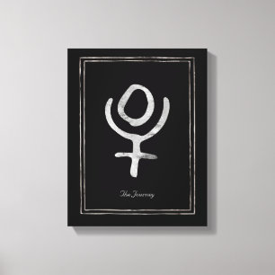 Hammered silver stylized Pluto planet symbol  Canvas Print