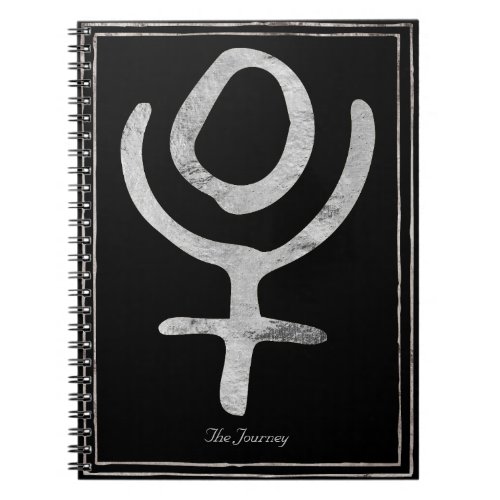 Hammered silver stylized Pluto planet symbol  Notebook