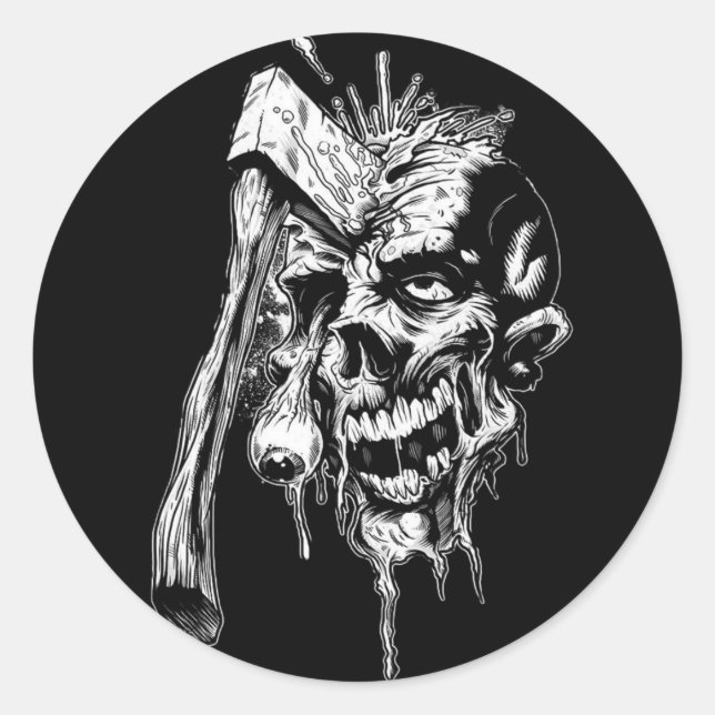 Hammered Skull Classic Round Sticker (Front)