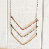 Hammered Tri Metal Chevron Stratus Necklace (Front)