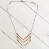 Hammered Tri Metal Chevron Stratus Necklace (Front)