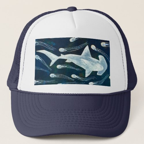 Hammerhead Shark and Jellyfish Trucker Hat