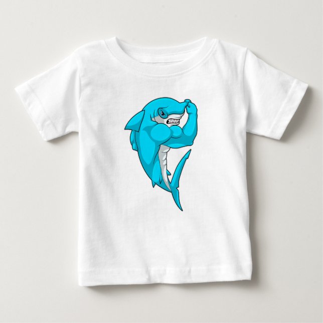 Hammerhead shark as Bodybuilder at Bodybuilding Baby T-Shirt (Front)