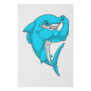 Hammerhead shark as Bodybuilder at Bodybuilding Faux Canvas Print