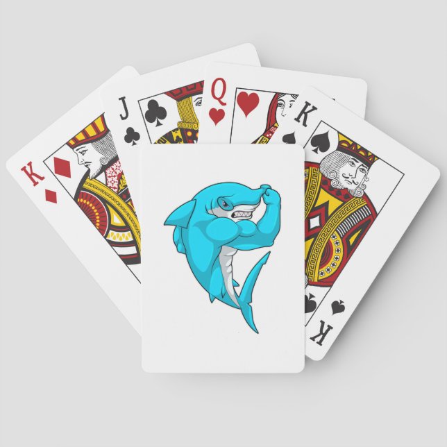 Hammerhead shark as Bodybuilder at Bodybuilding Poker Cards (Back)