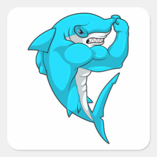 Hammerhead shark as Bodybuilder at Bodybuilding Square Sticker