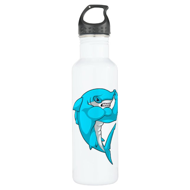 Hammerhead shark as Bodybuilder at Bodybuilding Stainless Steel Water Bottle (Front)