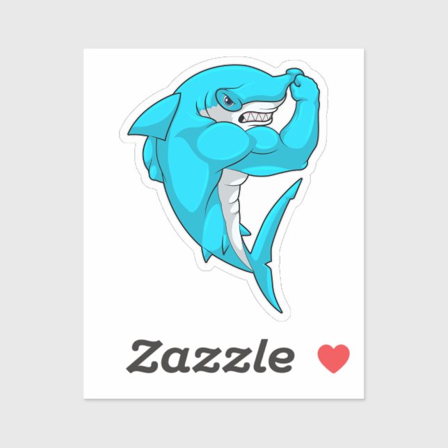 Hammerhead shark as Bodybuilder at Bodybuilding Sticker (Sheet)