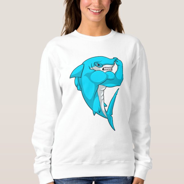 Hammerhead shark as Bodybuilder at Bodybuilding Sweatshirt (Front)