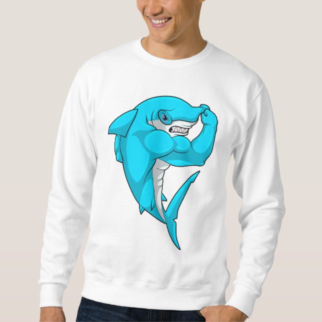 Hammerhead shark as Bodybuilder at Bodybuilding Sweatshirt (Front)