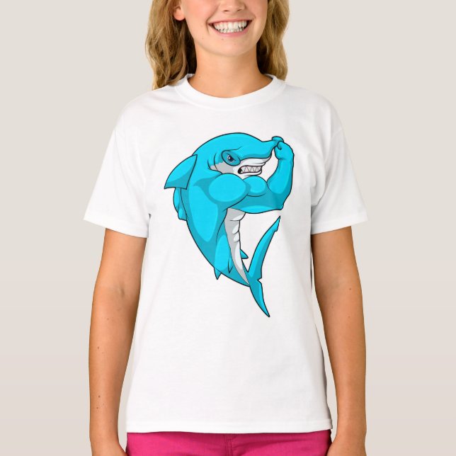 Hammerhead shark as Bodybuilder at Bodybuilding T-Shirt (Front)