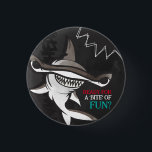 Hammerhead Shark Birthday Party  Button<br><div class="desc">Add a "bite" of fun to your party these cool (yet scary!) hammerhead shark buttons. The black, gray and teal coloring gives the print a fun and fresh underwater feel. But beware of that pop of red added in for extra scare! Matching items can be found in our 'A Bite...</div>