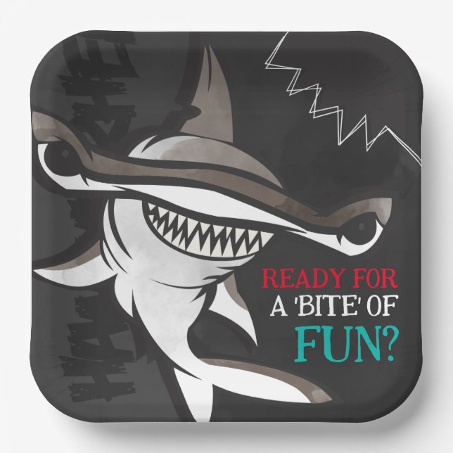 Hammerhead Shark Birthday Party  Paper Plates (Front)