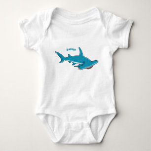 Hammerhead shark cartoon illustration baby bodysuit