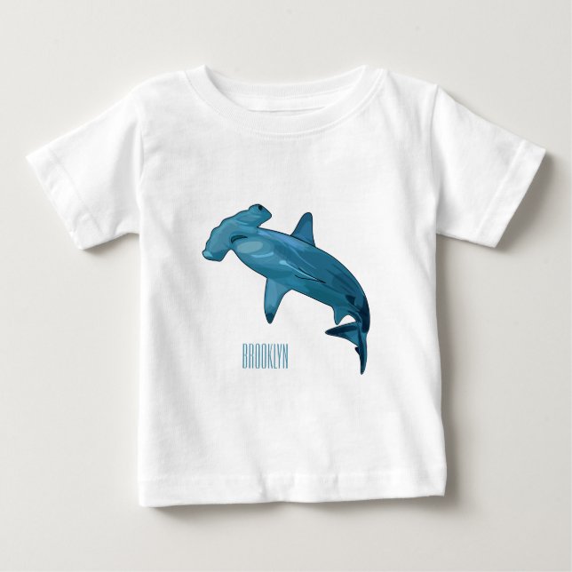 Hammerhead shark cartoon illustration baby T-Shirt (Front)