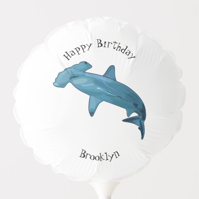 Hammerhead shark cartoon illustration balloon (Front)