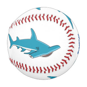 Hammerhead shark cartoon illustration baseball