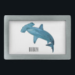 Hammerhead shark cartoon illustration belt buckle<br><div class="desc">Hammerhead shark cartoon illustration</div>