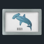 Hammerhead shark cartoon illustration belt buckle<br><div class="desc">Hammerhead shark cartoon illustration</div>