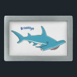 Hammerhead shark cartoon illustration   belt buckle<br><div class="desc">For hammerhead shark fans from the ocean depths. Drawn in cartoon style.</div>