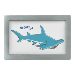 Hammerhead shark cartoon illustration belt buckle