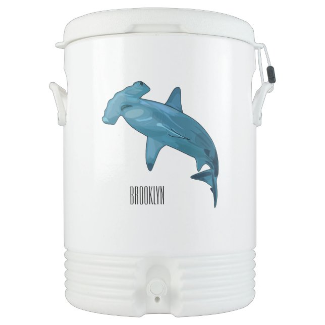Hammerhead shark cartoon illustration beverage cooler (Front)