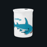 Hammerhead shark cartoon illustration  beverage pitcher<br><div class="desc">For hammerhead shark fans from the ocean depths. Drawn in cartoon style.</div>