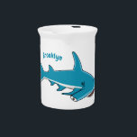 Hammerhead shark cartoon illustration  beverage pitcher<br><div class="desc">For hammerhead shark fans from the ocean depths. Drawn in cartoon style.</div>
