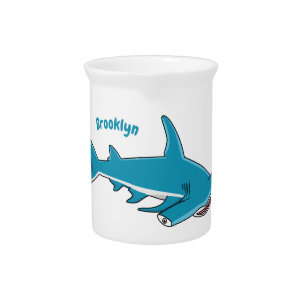 Hammerhead shark cartoon illustration beverage pitcher