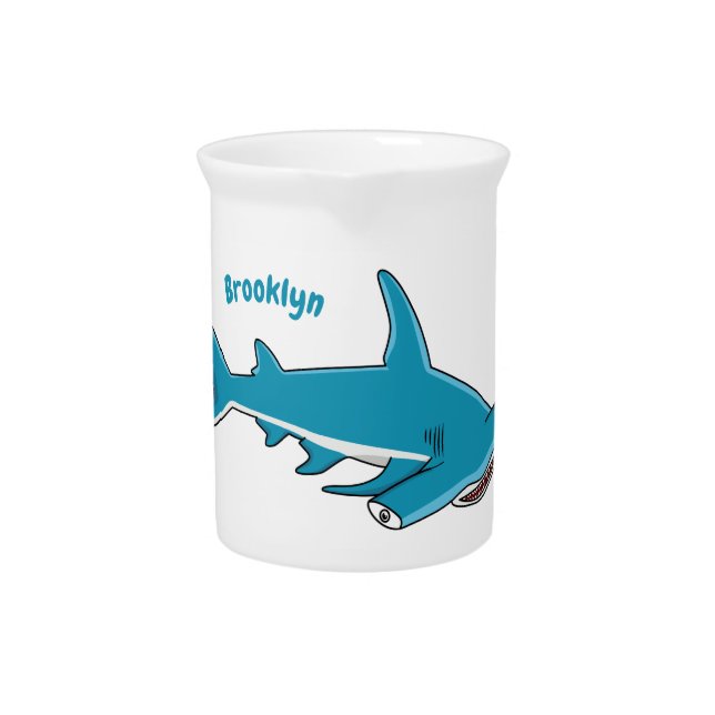 Hammerhead shark cartoon illustration  beverage pitcher (Front)