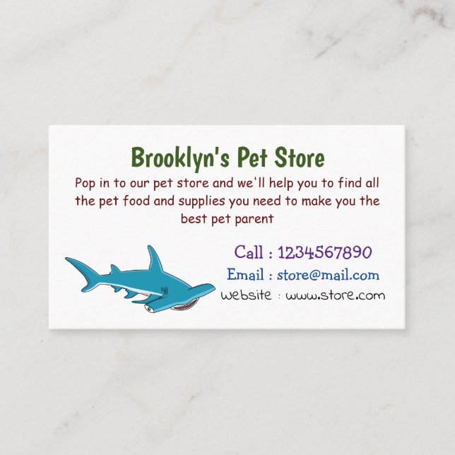 Hammerhead shark cartoon illustration  business card (Front)