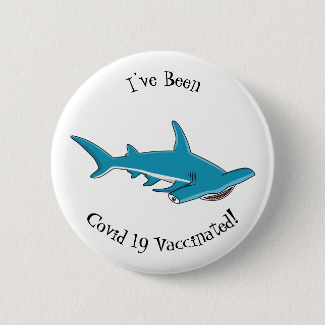 Hammerhead shark cartoon illustration  button (Front)